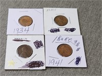 Four Wheat Pennies Including 1941