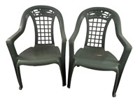 Pair of Green Patio Chairs