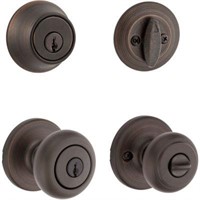 Kwikset 690 Cove Keyed Entry Door Knob and Sgl Cyl