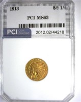1913 Gold $2.50 PCI MS-63 $1500 GUIDE