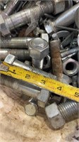 3/4 of a bucket of assorted bolts, nuts washers