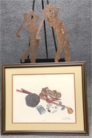 Artist Signed Print and 2 Golf Metal Cut Outs