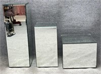 Set of Three Mirrored Pedestals