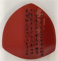 Triangular Serving Plate with Chinese Writing
