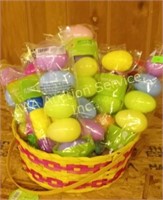 Basket of Assorted Plastic Easter Eggs.
