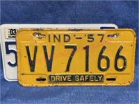 1957 Indiana license plate & a modern one