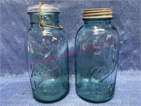(2) Old Ball half-gallon canning jars (#10 & 6)