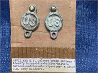 "Civil War US Calvery" brass emblems (horse tack)