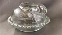 Vintage Glass Easter Rabbit Candy Dish