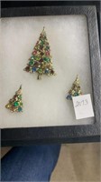 Multicolor Rhinestone Christmas tree brooch with