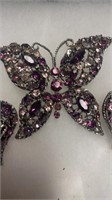 butterfly rhinestone brooch  with matching clip