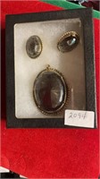 vintage brooch and earrings