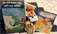 New Baby group Lot includes Bath Toys, Books, & Ba