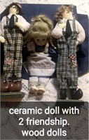 Ceramic doll w 2 friendship dolls