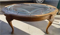 Nice Glass & Wood Coffee Table Measures 17.5" Hig