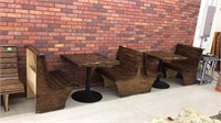 Wood tables30x30, booths 29x36, over all 149" long