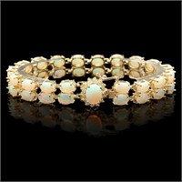 `14k Gold 14.00ct Opal & 0.50ct Diamond Bracelet