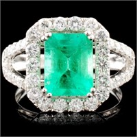 18K Gold 1.97ct Emerald & 1.19ctw Diamond Ring
