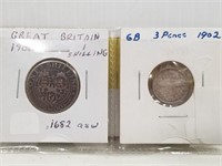 Great Britian 1900 Shilling & 1902 3 Pence - Both
