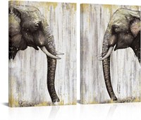 KLVOS 2 Panel African Animals Painting Wall Decor