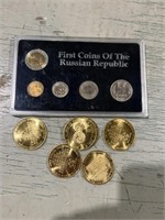 Russian coins and civil war tokens