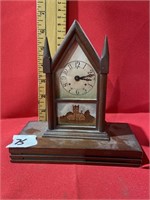 Miniature reproduction steeple clock/ gothic clock