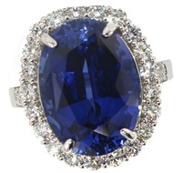 14k Gold 17.39 ct Sapphire & Diamond Ring