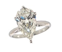 14k Gold 4.14 ct Pear Shape Lab Diamond Ring