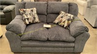 Dark Gray Upholstered Loveseat w/ Pillows