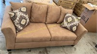 Light Brown Upholstered Sofa  w/ Pillows