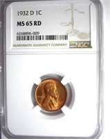 1932-D Cent NGC MS-65 RD LISTS FOR $340