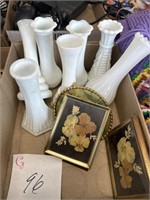 Lot of white vases and more