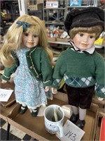 Irish porcelain dolls with mug/as is some broken