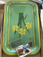Vintage tray and jewelry pieces / as is