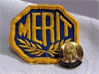 Vintage boy scout's merit badge and pin