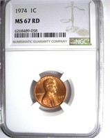 1974 Cent NGC MS-67 RD LISTS FOR $120