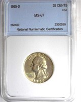 1955-D Quarter NNC MS-67 LISTS FOR $2600