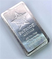 10oz Silver Bar, Patriot Metals, Scottsdale .999