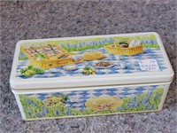 Biscuit tin 8.75" by 3.75" by 3.75"