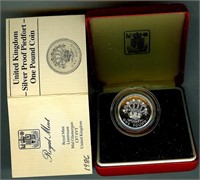 1986 Silver Piedfort 1 Pound Proof United Kingdom