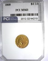 1929 Gold $2.50 PCI MS-63 LISTS FOR $800