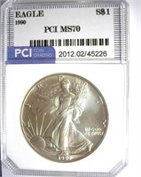 1990 Silver Eagle PCI MS-70 LISTS FOR $4850