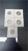 1922,1923,1924,1927,1928 Canadian Nickels