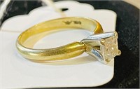 Antique 1ct princess Cut Diamond 14k gold Ring