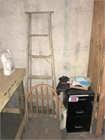 6ft wood step ladder and file cabinet