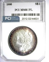 1880 Morgan PCI MS-66 PL LISTS FOR $7000