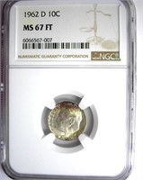 1962-D Dime NGC MS-67 FT LISTS FOR $140