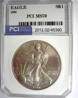 1998 Silver Eagle PCI MS-70 LISTS FOR $1700