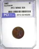 1867 Cent PCI MS-65 RB Rainbow
