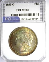 1885-O Morgan PCI MS-67 Iridescent Toning